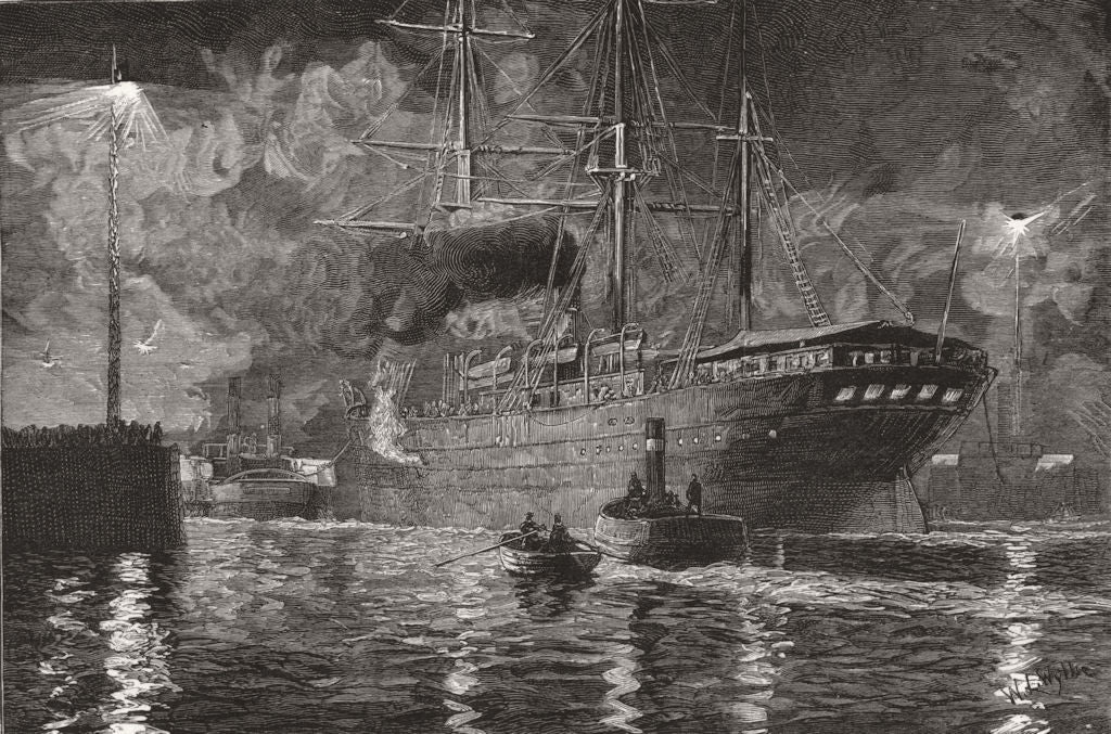 LONDON. Dock-lighting by electricity-A Sketch at the Royal Albert Docks 1880